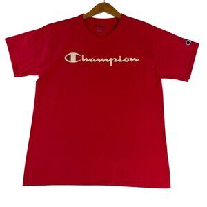 Champion Red Logo T-Shirt Men’s Medium Classic Athletic Cotton Tee